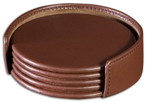 Chocolate Brown Leather Round Coasters  WAURCUSA1245